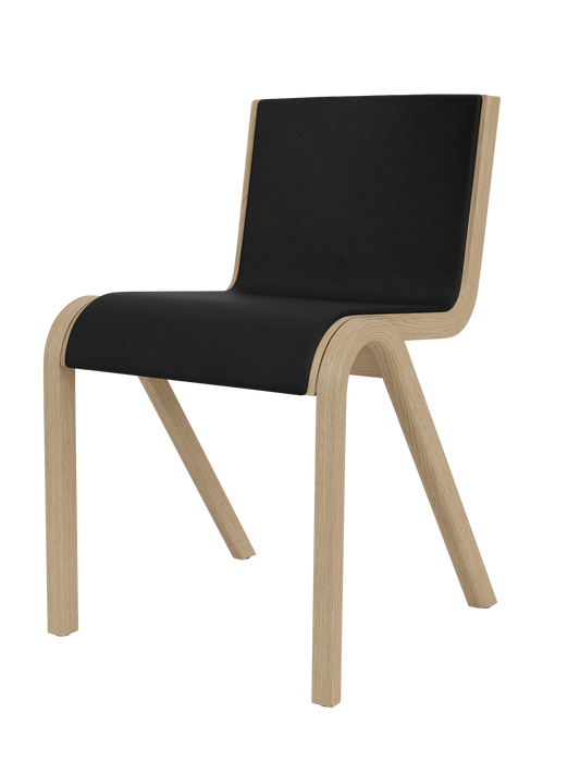 Ready Dining Chair in natural oak with black Sierra 1001 front upholstery and a minimalist, cantilevered frame.