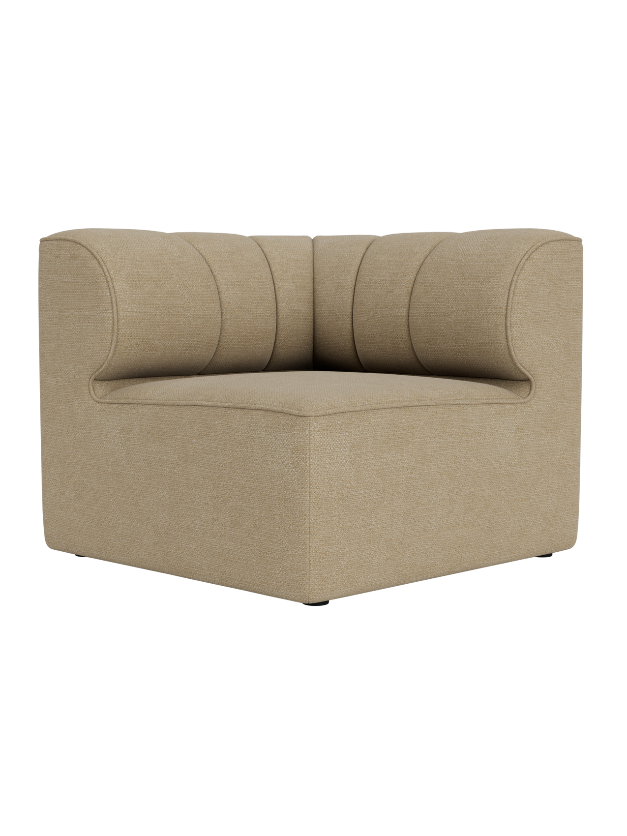 Eave Seamline Modular Sofa Corner in beige Audo Bouclé 02 fabric with curved backrests and vertical seam details.