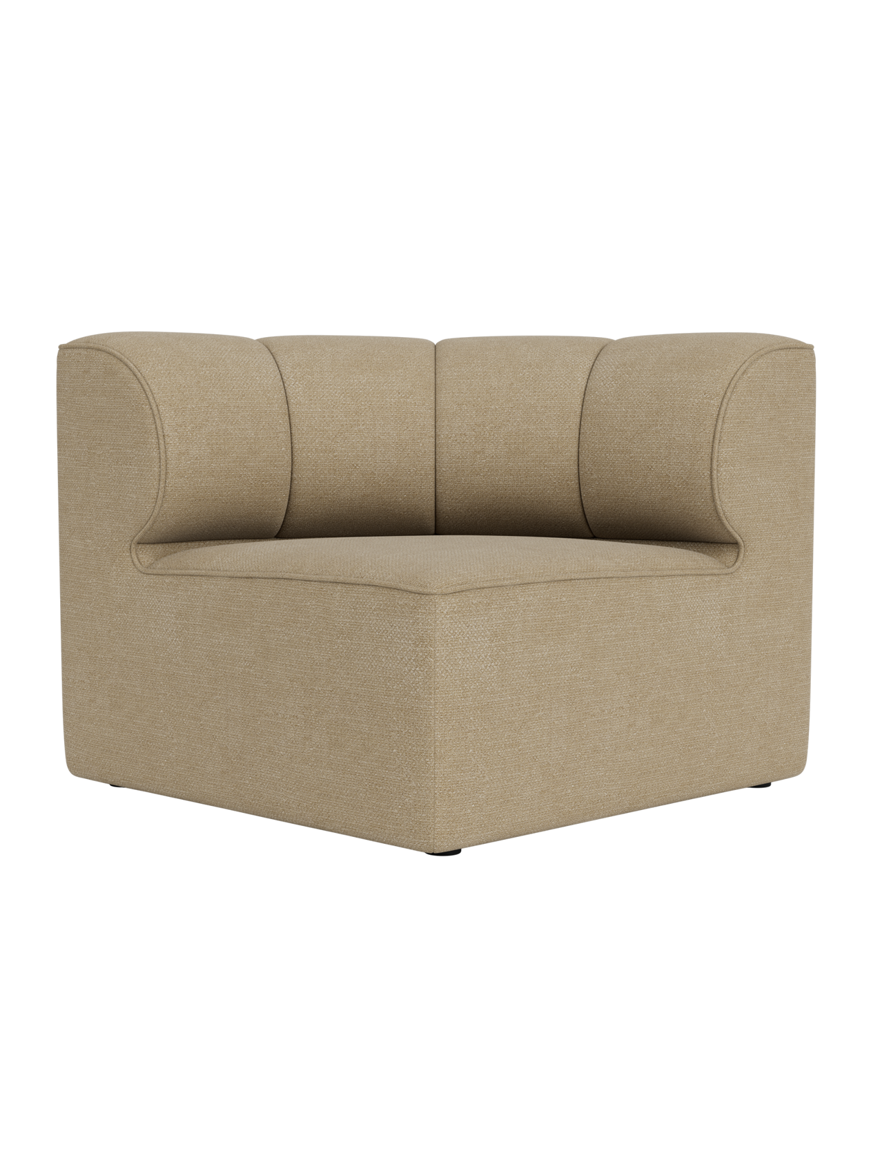 Eave Seamline Modular Sofa Concave Corner in Audo Bouclé 02, featuring a rounded back and textured beige upholstery.