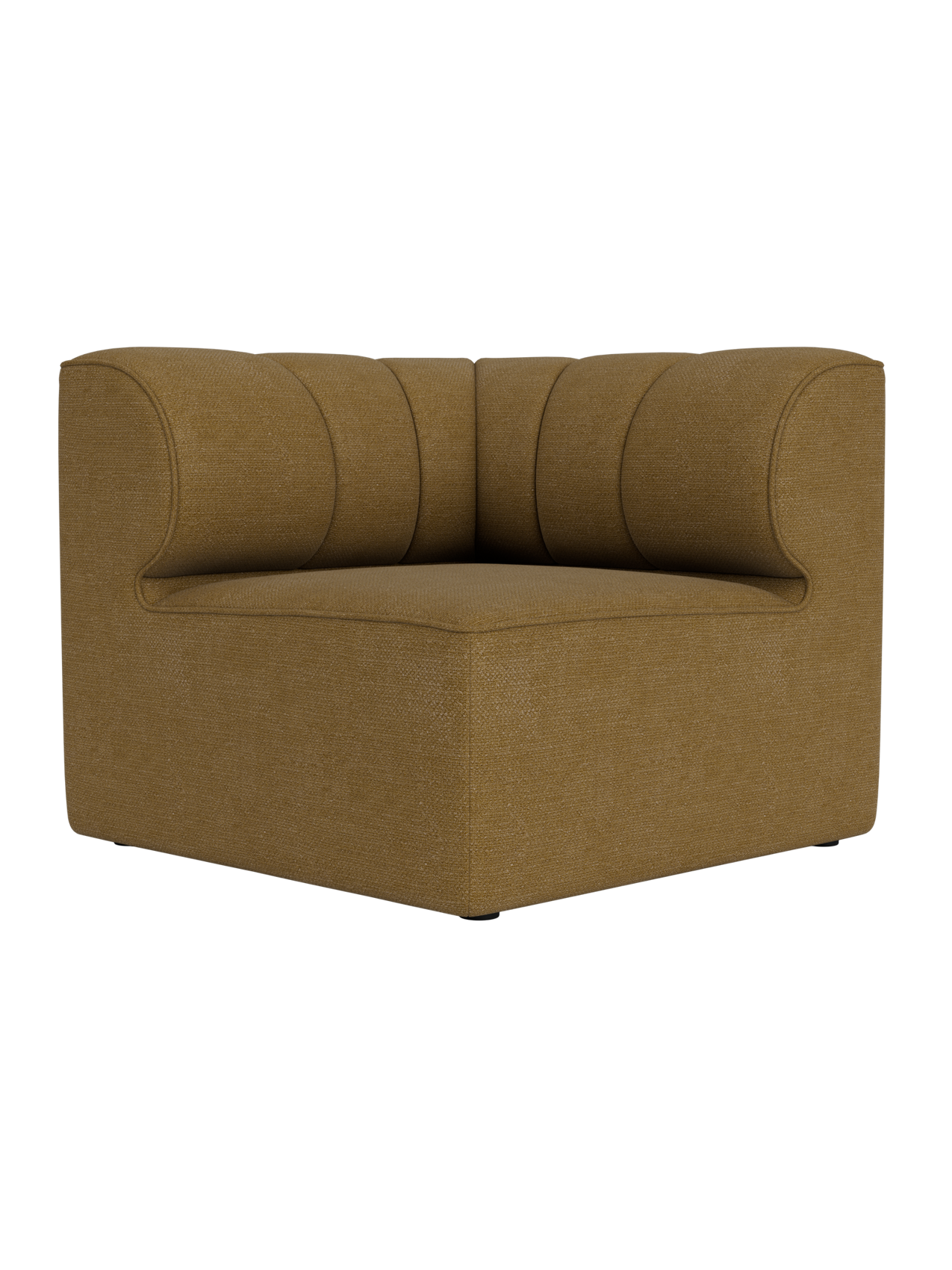 Eave Seamline Modular Sofa 86 Corner in brown Audo Bouclé 06 fabric featuring architectural, curved backrests.