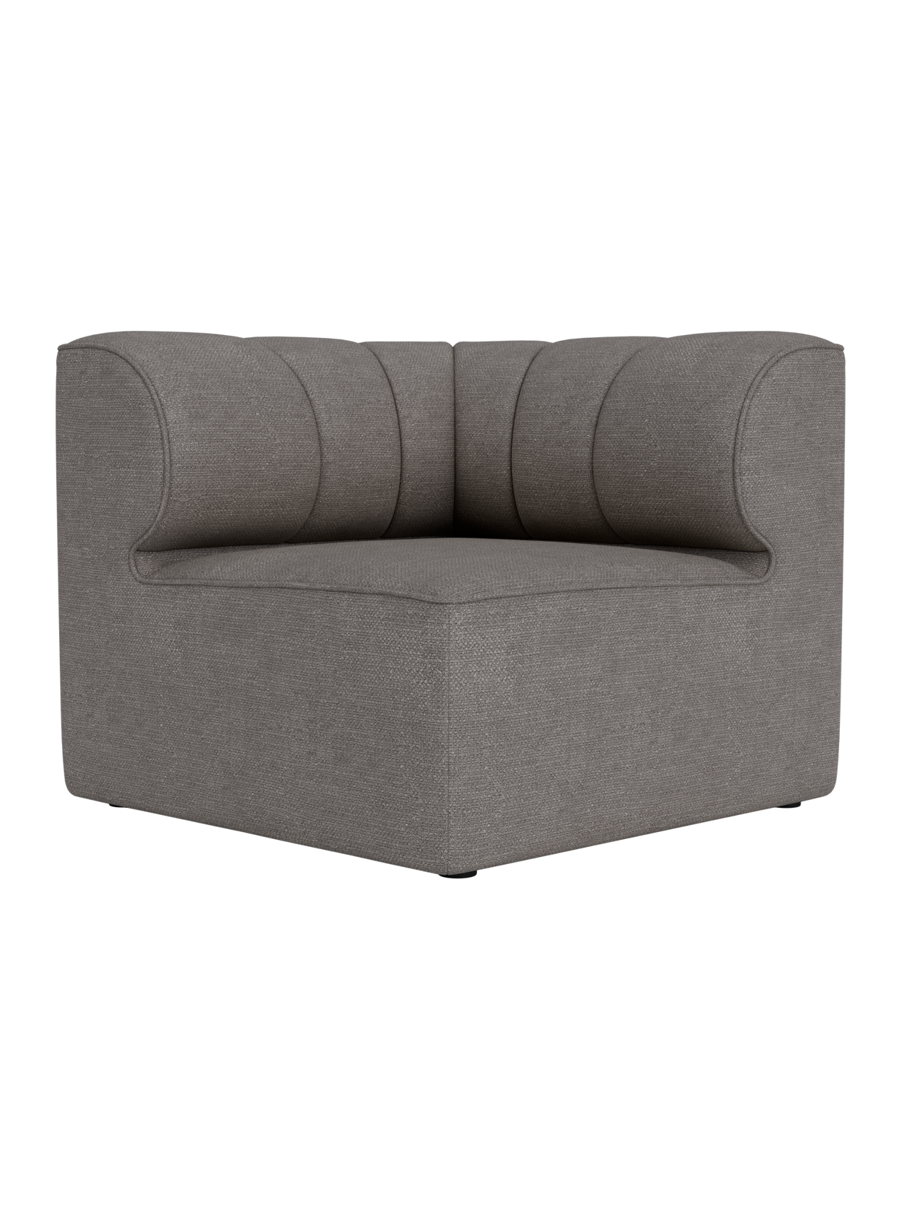Eave Seamline Modular Sofa 86 Corner in Audo Bouclé 16, a dark grey fabric with rounded back and vertical stitch details.