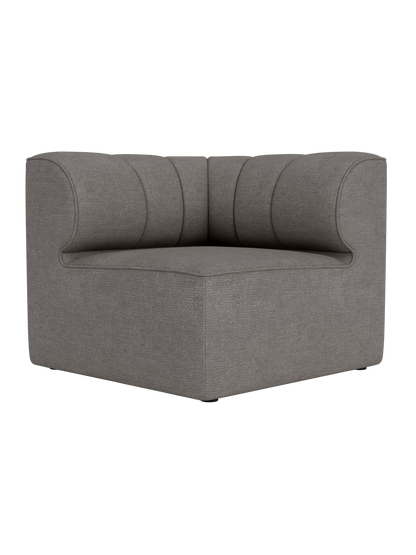 Eave Seamline Modular Sofa 86 Corner in Audo Bouclé 16, a dark grey fabric with rounded back and vertical stitch details.