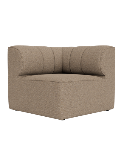 Eave Seamline Modular Sofa Corner module upholstered in textured Logan Flint fabric with a curved, channeled backrest.