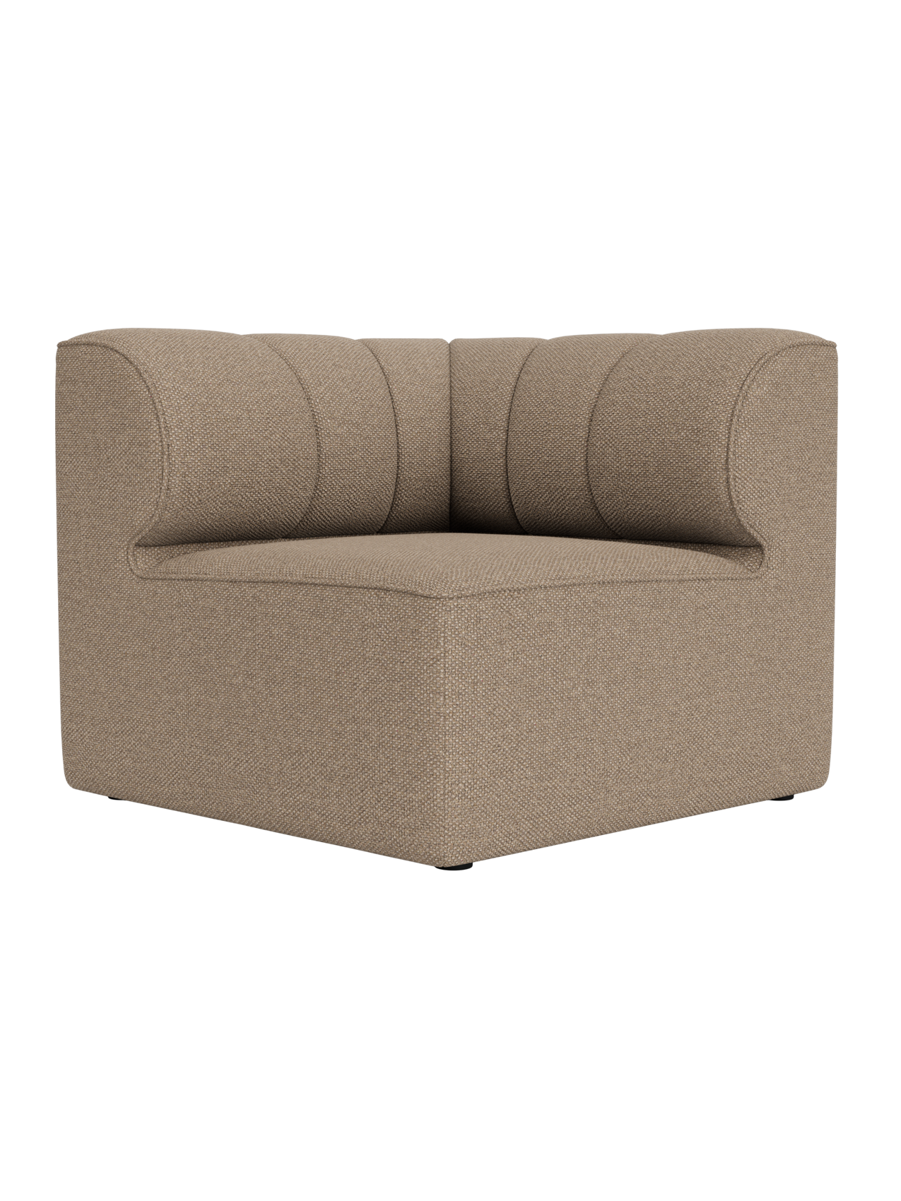 Eave Seamline Modular Sofa 86 Corner in Logan Flint fabric with textured upholstery and curved vertical stitch details.