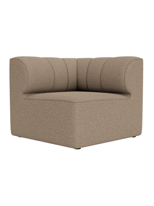 Eave Seamline Modular Sofa 86 Corner in Logan Flint fabric with textured upholstery and curved vertical stitch details.