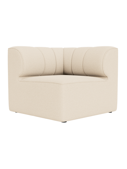 Eave Seamline Modular Sofa 86 Corner in Logan Jasmine cream fabric with curved forms and vertical stitch details.