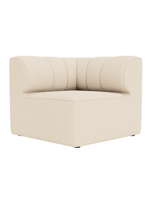 Eave Seamline Modular Sofa 86 Corner in Logan Jasmine cream fabric with curved forms and vertical stitch details.