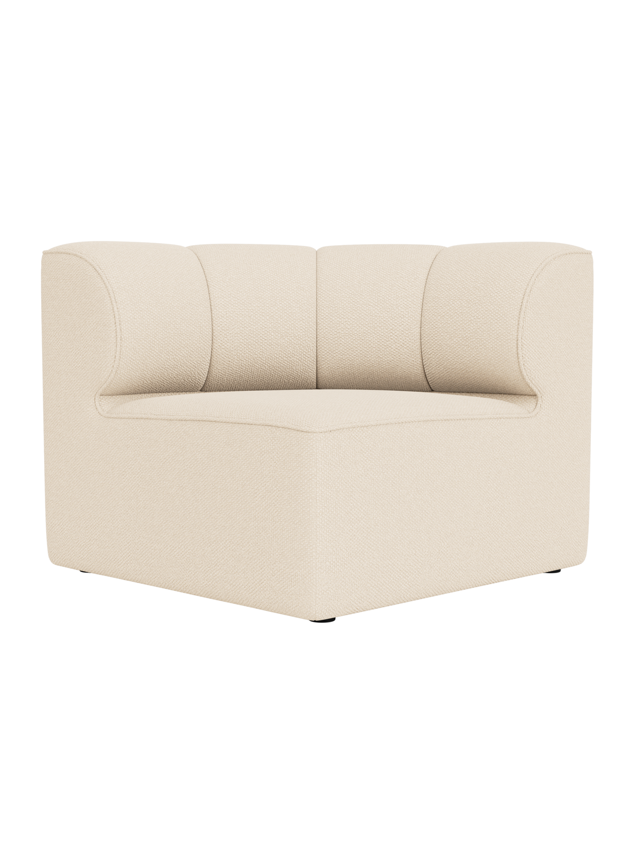 Eave Seamline Modular Sofa concave corner module in textured Logan Jasmine fabric with a rounded, embracing back.