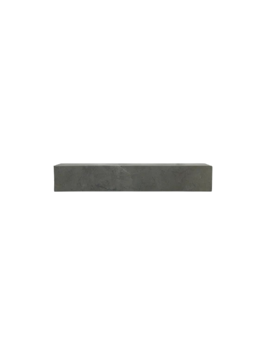 A front view of the Plinth Shelf in Brown Grey Kendzo Marble. The rectangular shelf is shown against a black background.