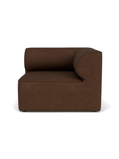 Eave Modular Sofa, 96, Right Corner module in brown Audo Bouclé 07 fabric. Seen from the front against a white background.