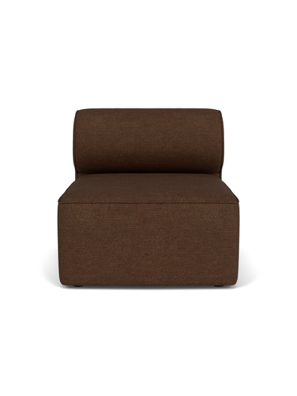 Front view of the Eave Modular Sofa, 96, Open Section. The armless module is upholstered in a textured, dark brown fabric.