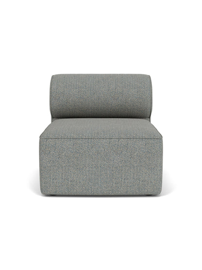 Front view of the Eave Modular Sofa, 96, Open Section, upholstered in a textured grey-blue Safire fabric on white background