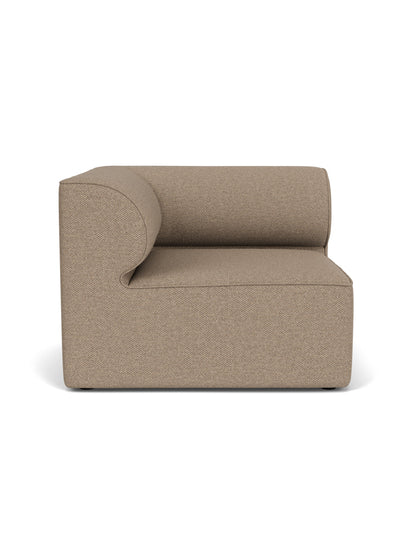 Front view of the Eave Modular Sofa, 96, Left Corner section, upholstered in a textured light brown Logan Flint fabric.