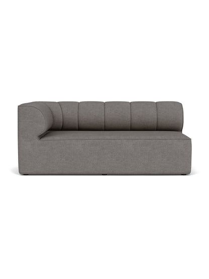 Front view of the Eave Seamline Modular Sofa, 86, Corner 172 in grey bouclé, featuring a curved left arm and seamline back.