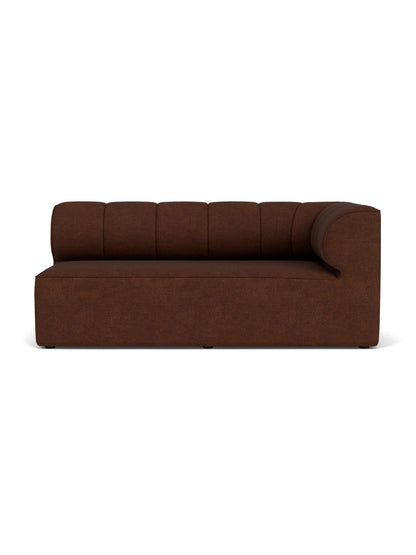 Front view of the Eave Seamline Modular Sofa, 86, Corner 172, in a dark brown bouclé fabric, against a white background.