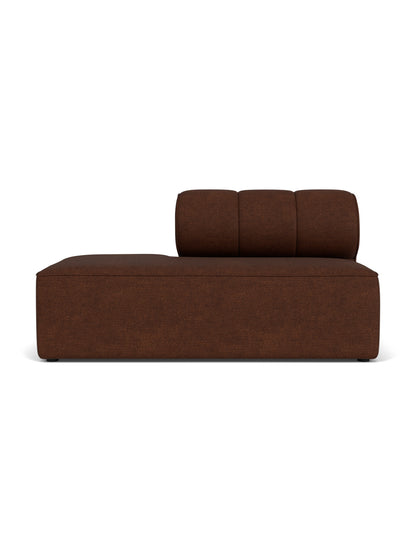 Front view of the Eave Seamline Modular Sofa, 86, Open End in a dark brown bouclé fabric against a white background.
