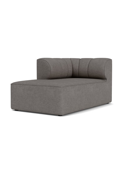 Three-quarter view of Eave Seamline Modular Sofa, 86, Chaise Longue in dark grey bouclé fabric on a white background.