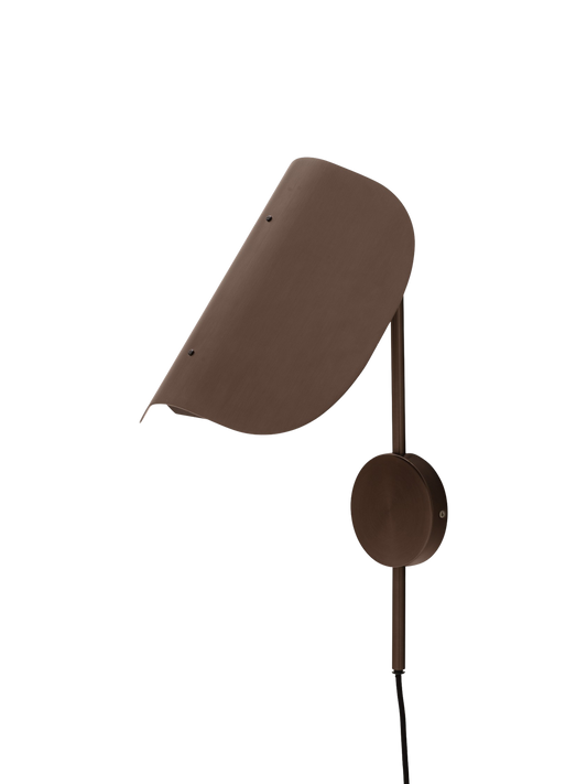 Angled view of the Wing Wall Lamp in bronzed aluminium, shown turned off against a plain black background.