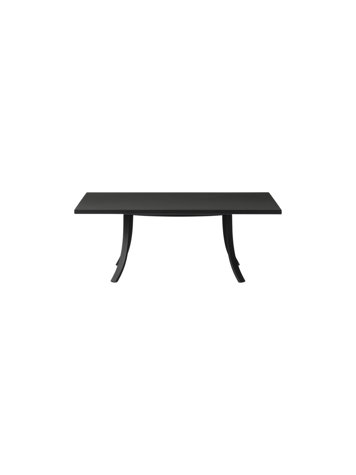 The Bloss Garden Lounge Table in black powder-coated steel, shown from a front-facing perspective against a dark background.
