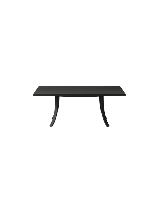 The Bloss Garden Lounge Table in black powder-coated steel, shown from a front-facing perspective against a dark background.