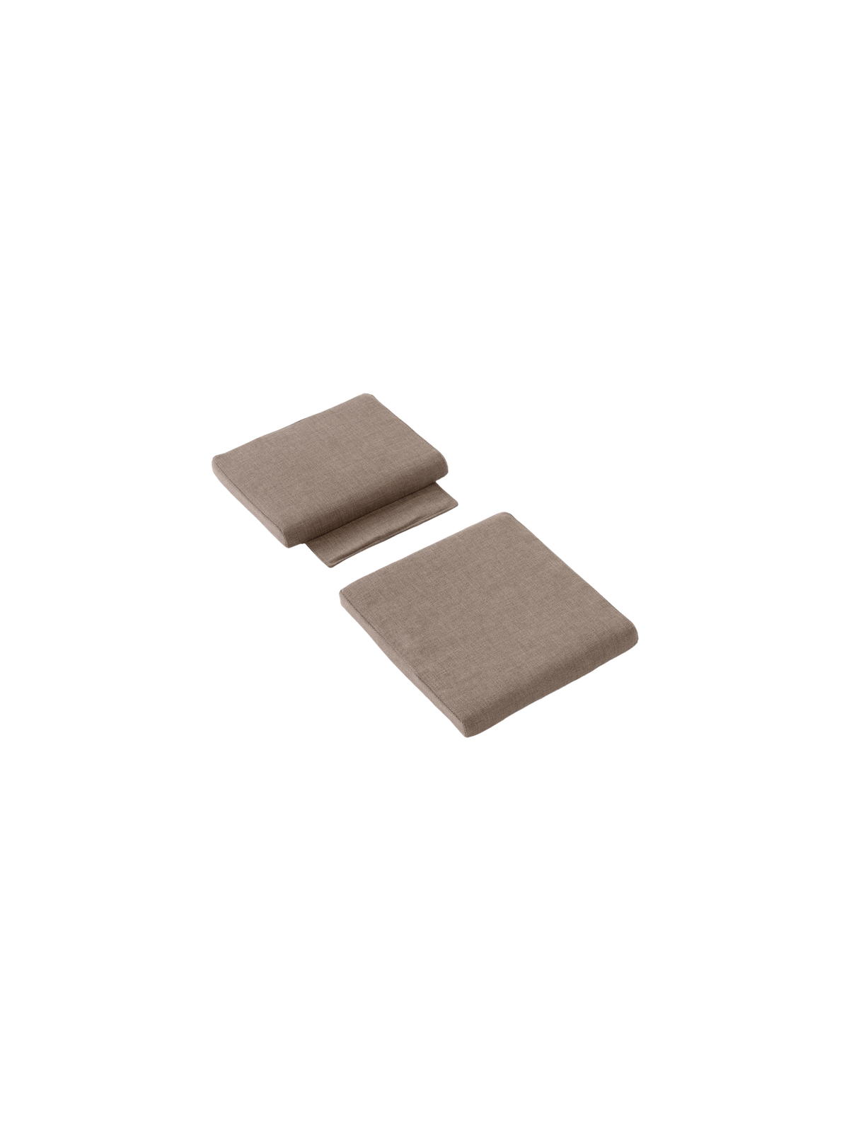 Bloss Garden Dining Chair Cushion Set in soft taupe textile, shown from an angle against a black background.