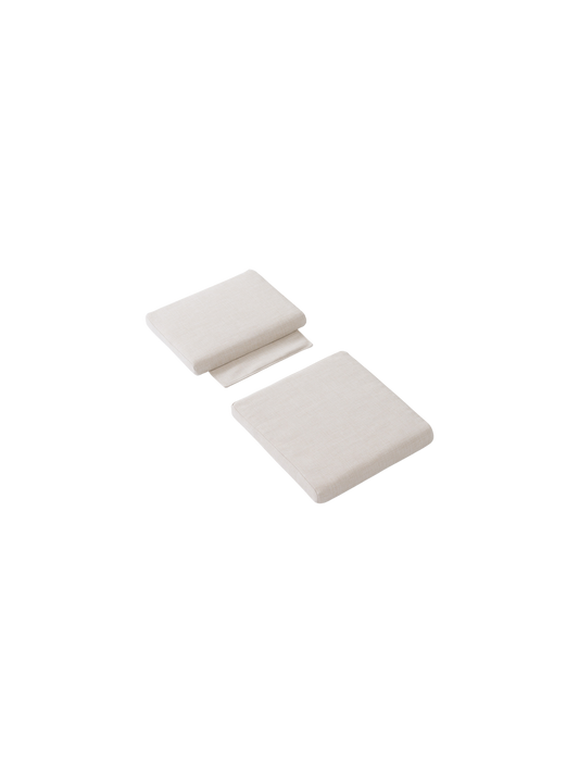 Bloss Garden Dining Chair Cushion Set in a light textile, featuring a separate seat and back cushion shown from an angle.