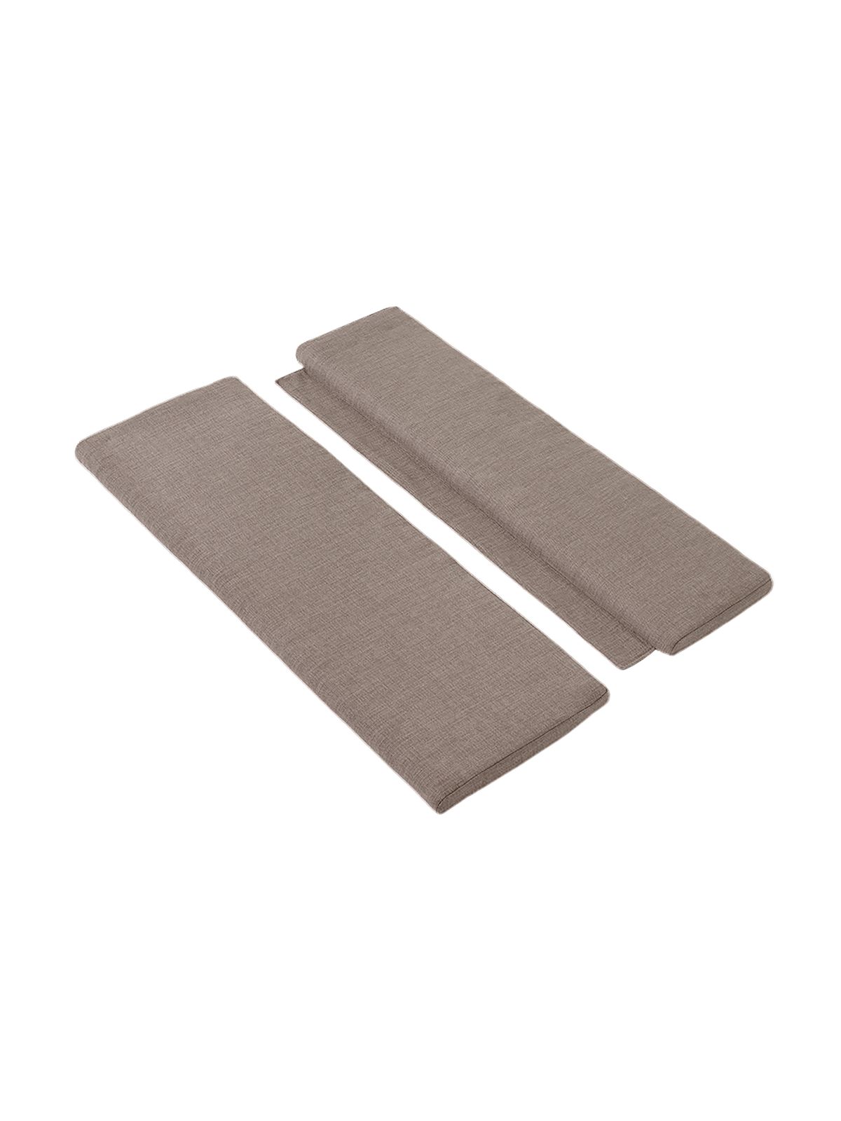 Bloss Garden Bench Cushion Set in soft taupe water-repellent outdoor textile, displayed from an angle.