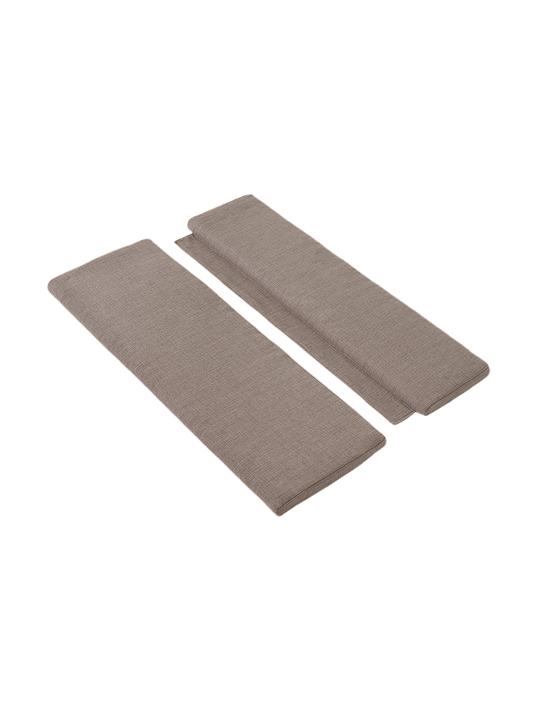 Bloss Garden Bench Cushion Set in soft taupe water-repellent outdoor textile, displayed from an angle.