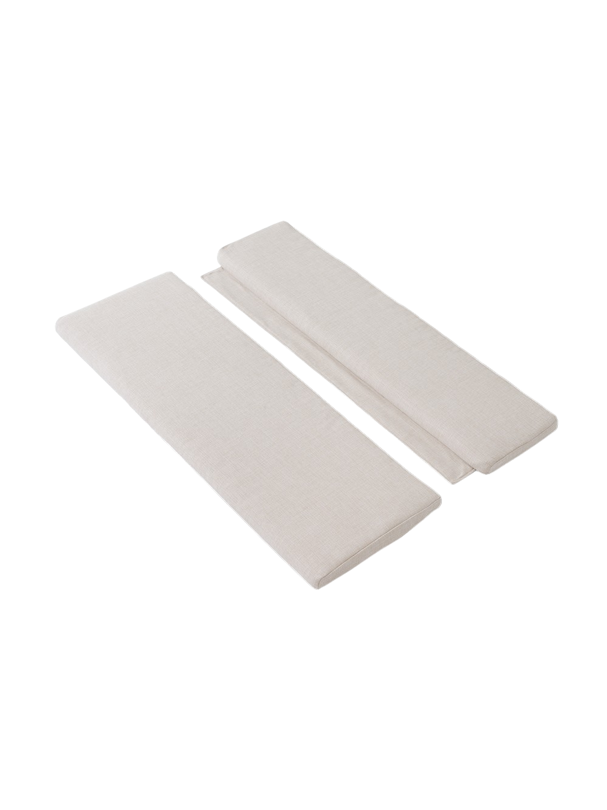 Bloss Garden Bench Cushion Set in a soft water-repellent outdoor textile shown from an angle against a black background.