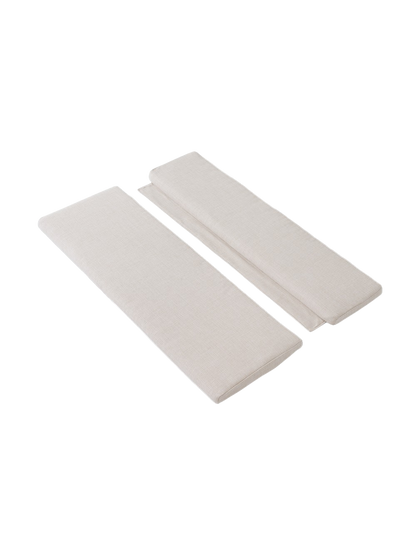 Bloss Garden Bench Cushion Set in a soft water-repellent outdoor textile shown from an angle against a black background.