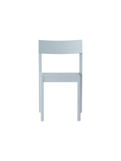 Linen blue Mauro Dining Chair in solid oak with a form-pressed veneer seat and backrest in a minimalist design.