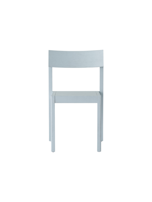 Linen blue Mauro Dining Chair in solid oak with a form-pressed veneer seat and backrest in a minimalist design.