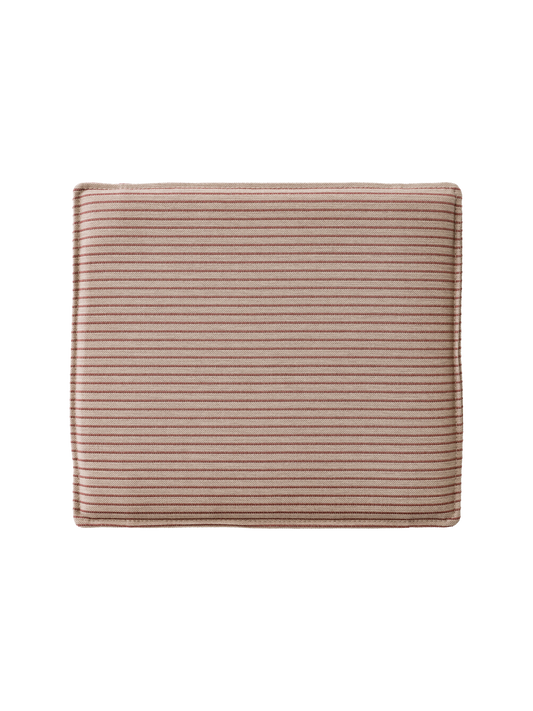 Mauro Dining Chair Seat Cushion featuring brown and beige striped textile upholstery against a white background.