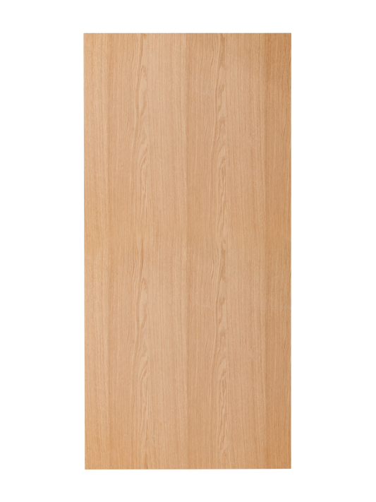 Natural oak tabletop of the rectangular Puffin Dining Table, showing the rich wood grain in a top-down perspective.