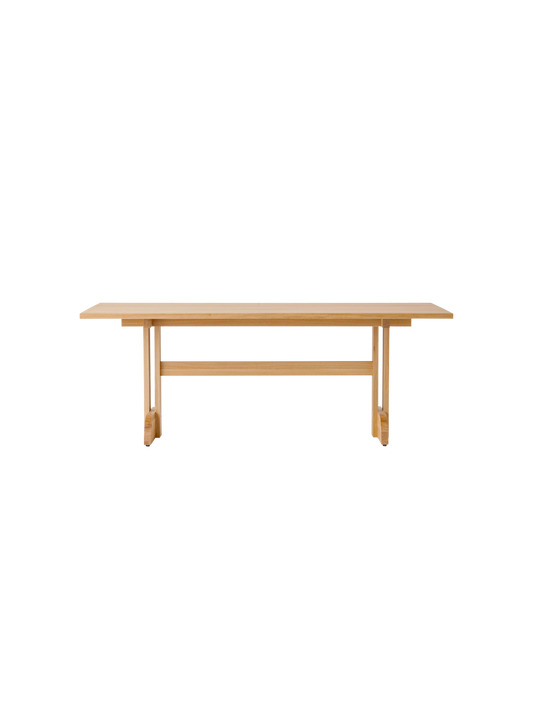 Rectangular Puffin Dining Table in solid natural oak, featuring a minimalist Shaker-inspired wooden frame.