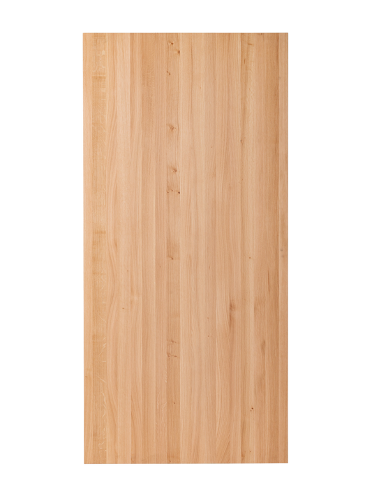 Solid natural oak tabletop of the rectangular Puffin Dining Table, displaying a light wood grain and smooth finish.