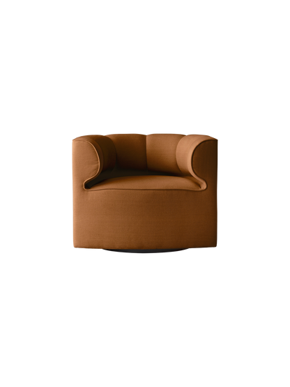 Eave Seamline Lounge Chair upholstered in warm brown Siennatonal 06 fabric, featuring a modern, curved silhouette.
