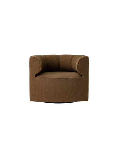 Textured brown Eave Seamline Lounge Chair in Logan Nutmeg, a modern upholstered armchair with a curved silhouette.