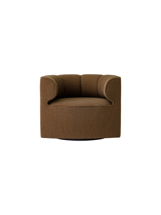Textured brown Eave Seamline Lounge Chair in Logan Nutmeg, a modern upholstered armchair with a curved silhouette.