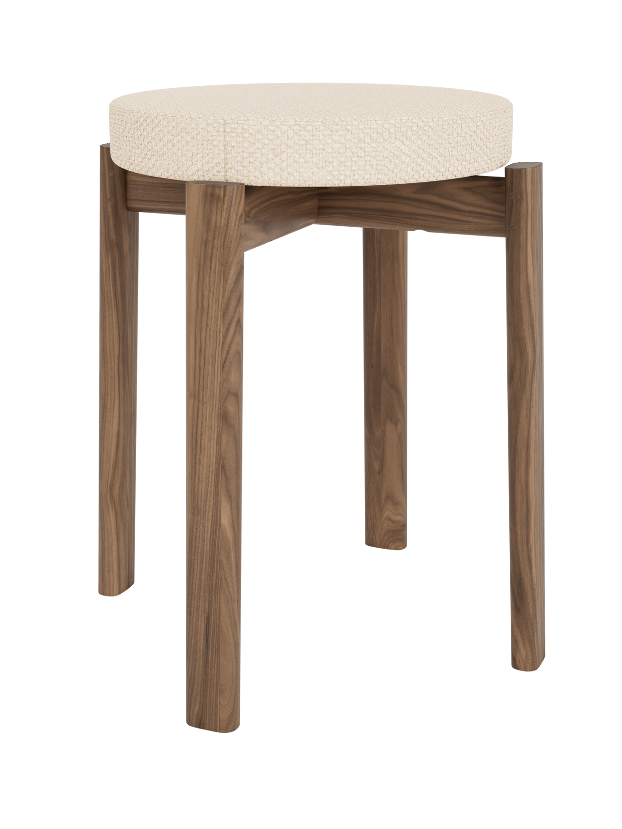 Passage Stool featuring a Logan Jasmine upholstered seat and a solid walnut frame with a rich wood grain.