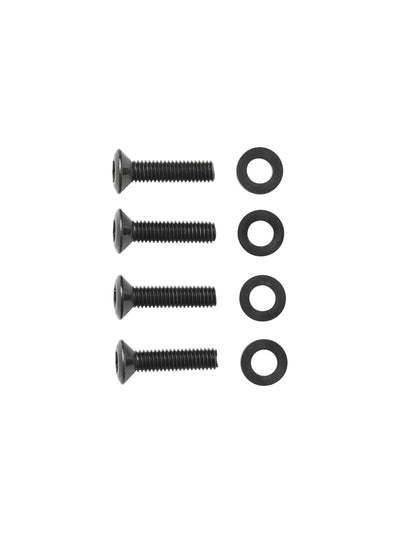 A set of Afteroom Screw For Seat spare parts, including four black screws and four black washers on a white background.