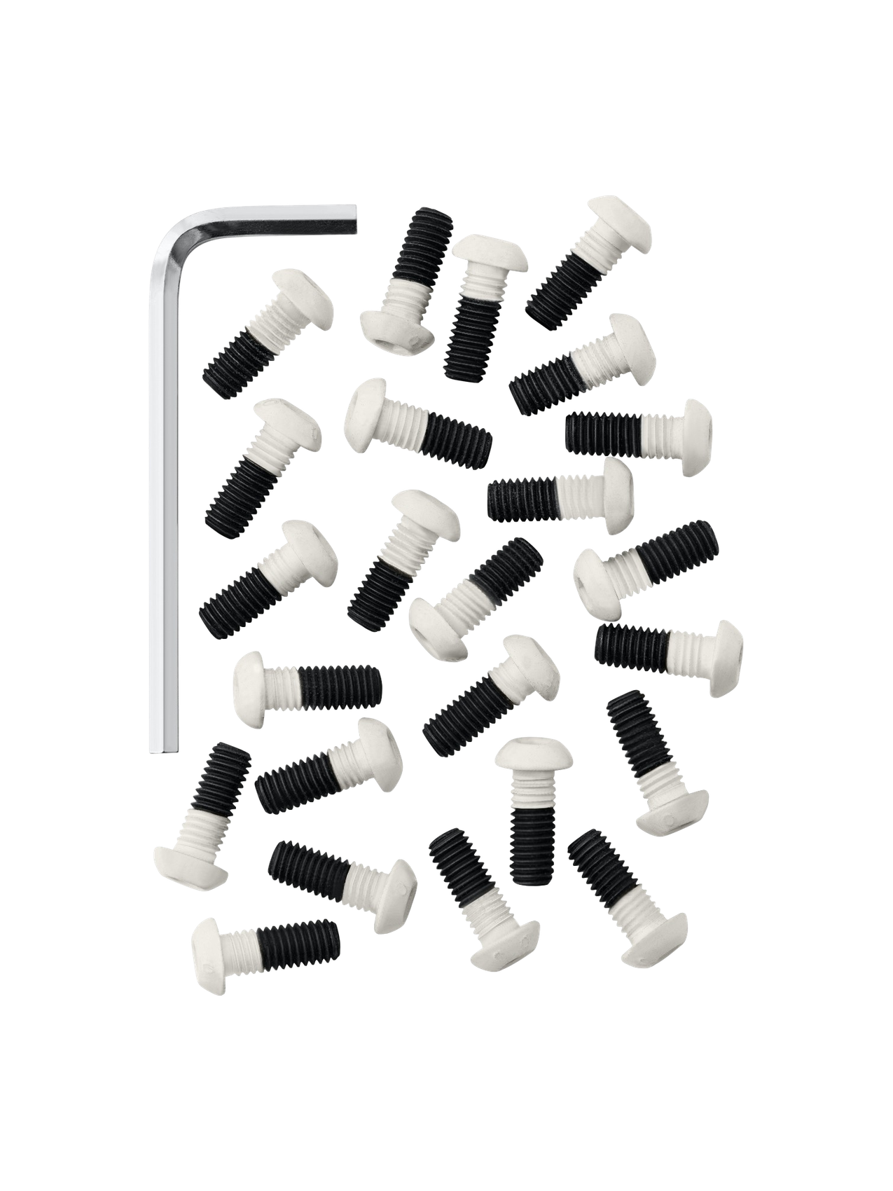 Light grey mounting kit for Snaregade rectangular and oval tables featuring multiple screws and a silver Allen key.