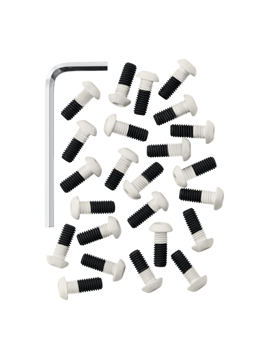 Light grey mounting kit for Snaregade rectangular and oval tables featuring multiple screws and a silver Allen key.