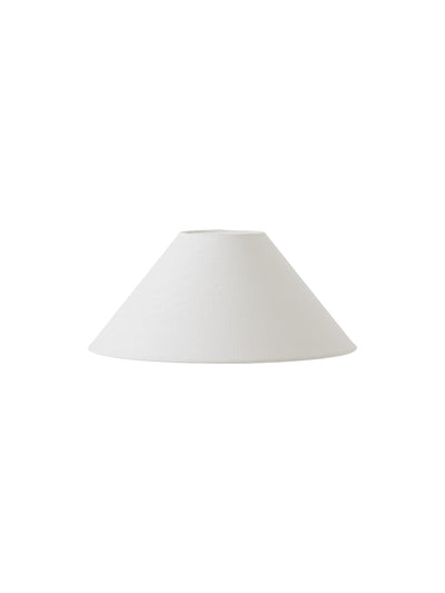 Front view of the cone-shaped Torso Lamp Shade, 37, in an off-white textured fabric, isolated against a white background.