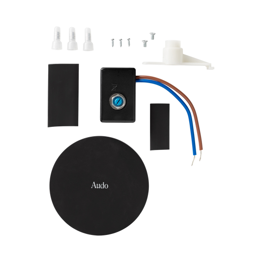 JWDA Dimmer Kit For Table Lamp including a black base plate, dimmer switch module, wires, and assembly hardware.
