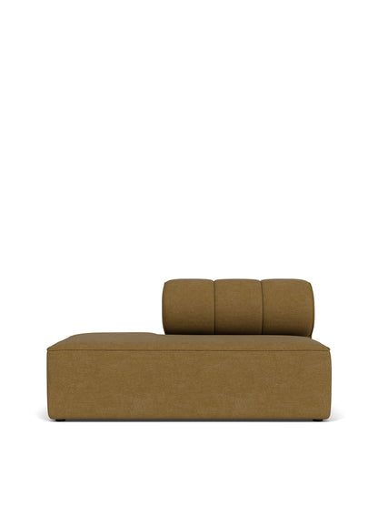 Frontal shot of a single brown fabric Eave Seamline Modular Sofa, 86, Open End module, with a deep seat and a low backrest.