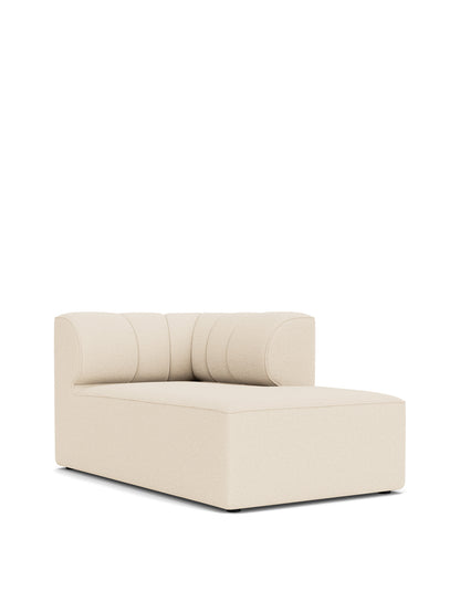 An angled view of the Eave Seamline Modular Sofa, 86, Chaise Longue in a light-coloured fabric against a white background.