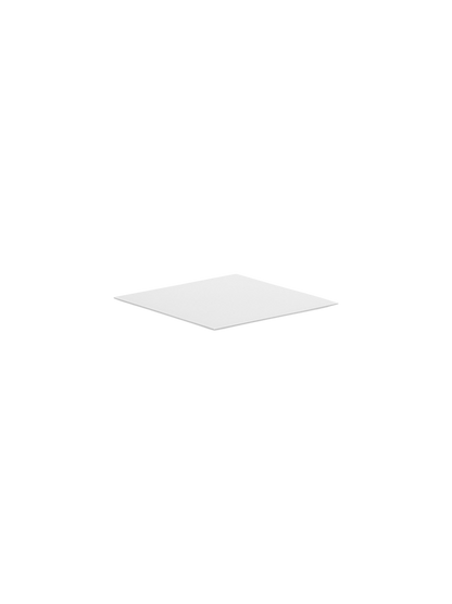 A close-up of the white Base For Line, a thin square plate, shown against a black background.
