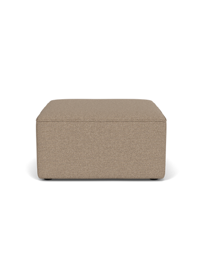 A front-facing view of the Eave Modular Pouf, 75. The square pouf is upholstered in a textured Logan Flint fabric.