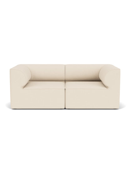 Front view of the Eave Modular Sofa, 96, 2-seater, Configuration 1, upholstered in a light cream Logan Jasmine fabric.